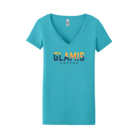 Women’s Teal Glamis Coffee V-Neck Tee