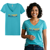 Women’s Teal Glamis Coffee V-Neck Tee