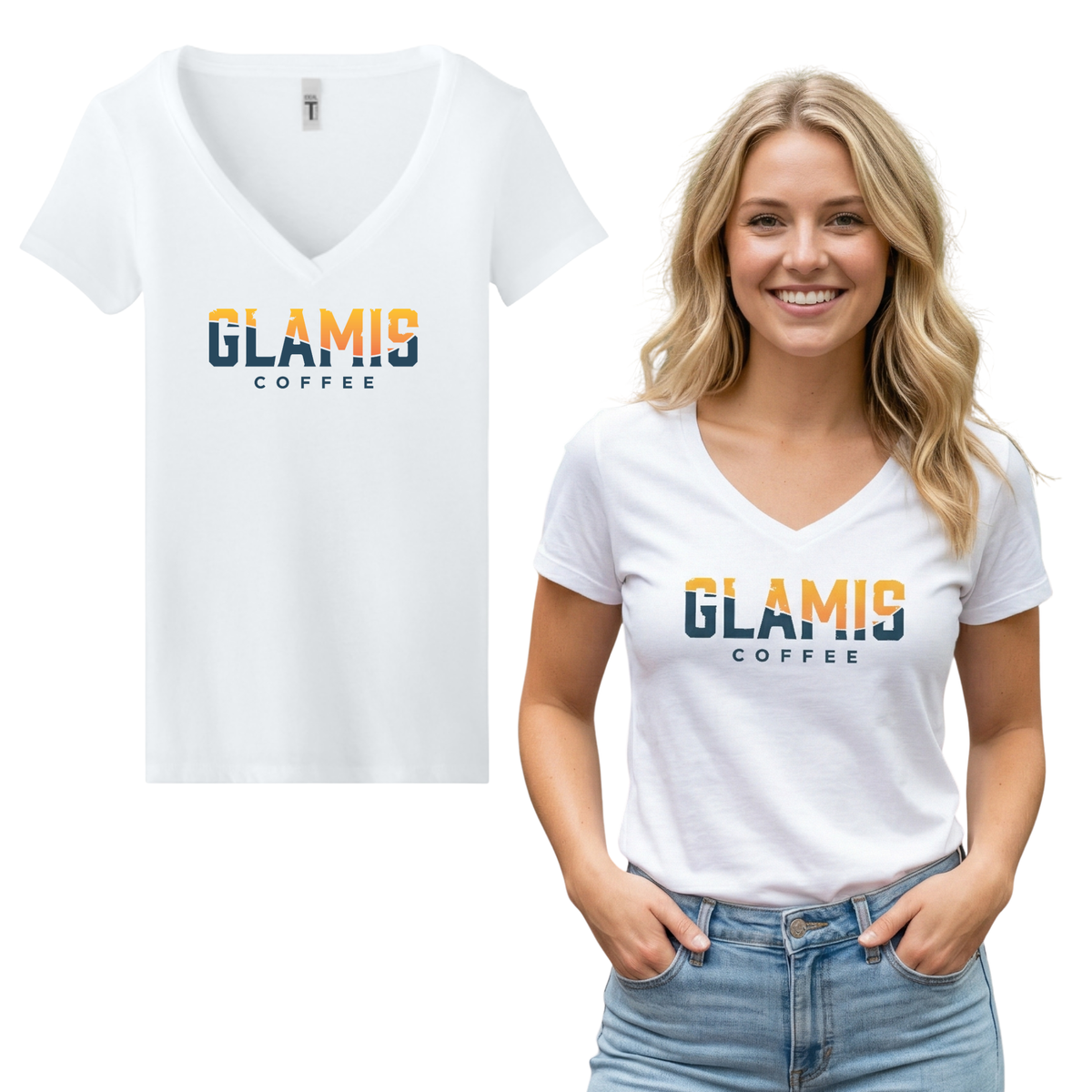 Glamis Coffee V-Neck Tee